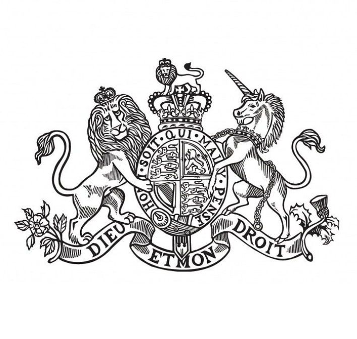 Line illustration of the Royal Coat of Arms of the United Kingdom